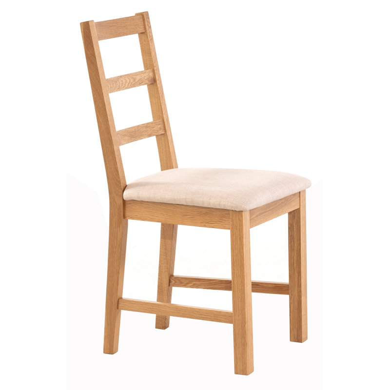 47cm H Fabric Upholstered Ladder Back Side Chair, Beige