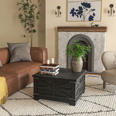  Coffee Table with Flip Top Hidden Storage, Square Center Table