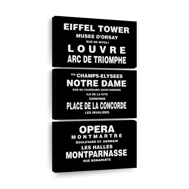 Bus Bus Paris sur toile, ensemble de 3 pièces, H 27 po x l 12 po x P 1 po