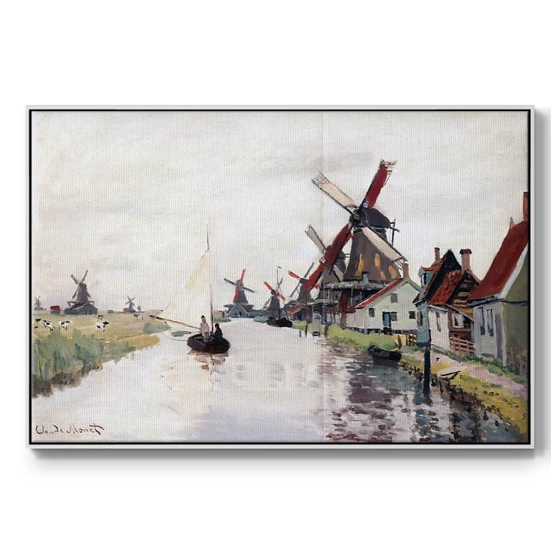 Windmills In Holland, 1871, reproduction d'art sur toile, H 17 po x l 25 po x P 2 po, Blanc