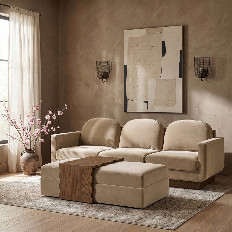 Table basse / repose-pieds Woodra, Beige / Walnut