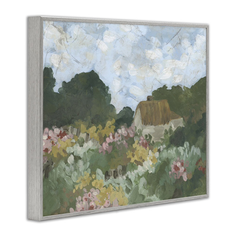 Art giclée Cotswold Cottage View, design par June Erica Vess, H 24 po x l 30 po, Estampe numérique Farmhouse