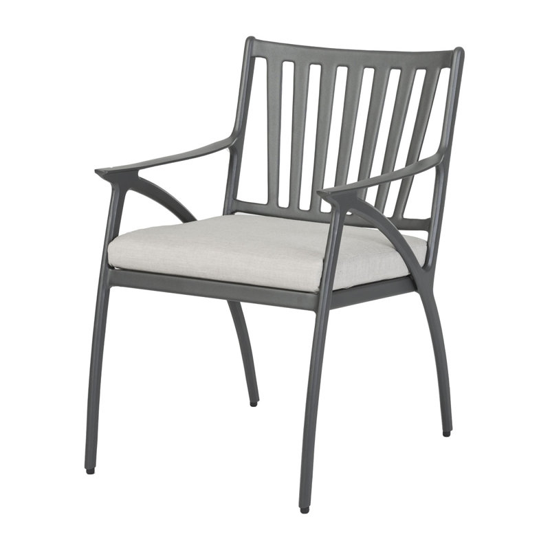 Amari Dining Chair Frame with Cushion, Canvas Heather Beige Sunbrella® Canvas, Carbon