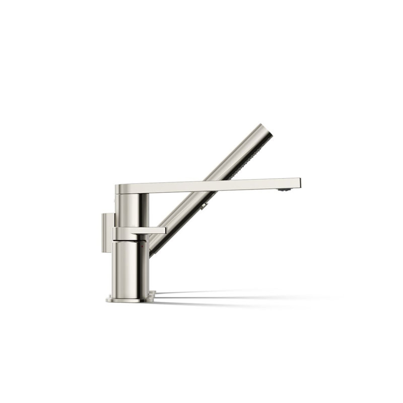 Composed Deck-Mount Bath Faucet With Handshower, Polished Nickel