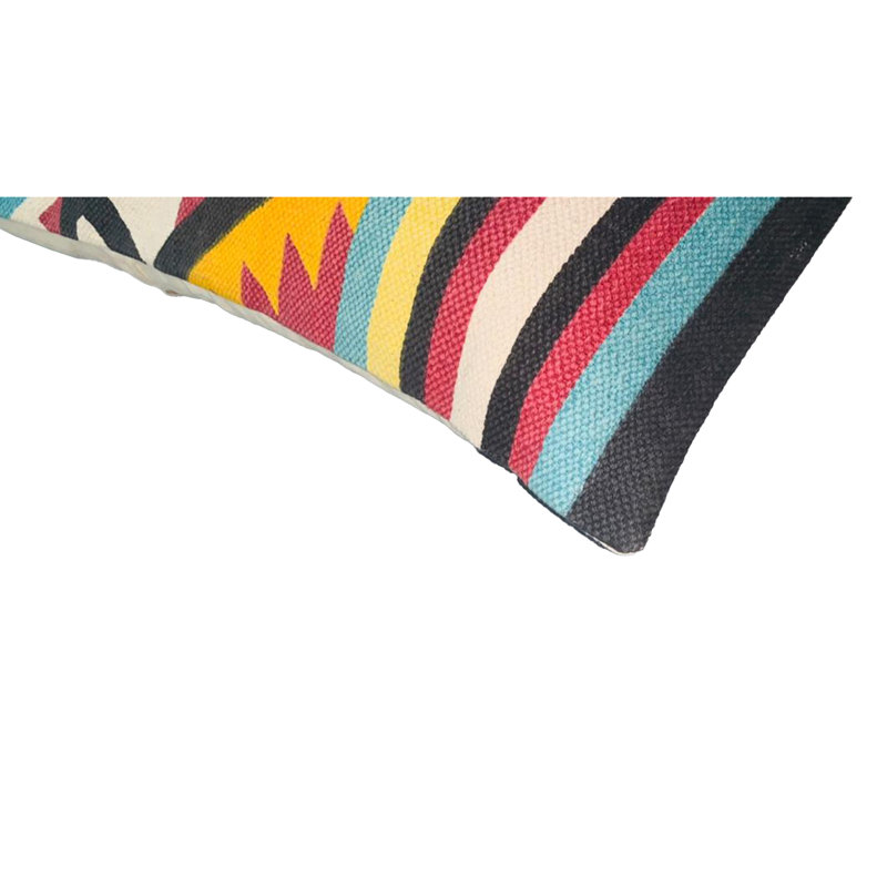 24" Square Multicolor Cotton Geometric Aztec Throw Pillow Set