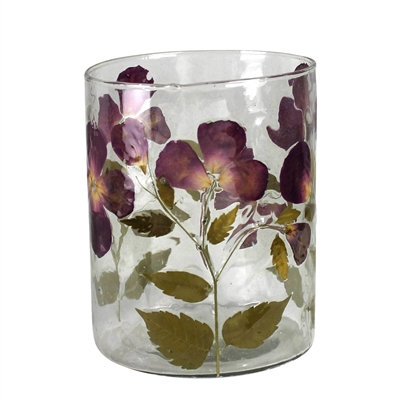 Enamel Hurricane, Roses - Med, 5" H x 4" W x 4" D