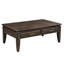 Table basse traditionnelle avec rangement sur rangement foncé, glissières latérales, 2 tiroirs, l 50 po x P 18,79 po