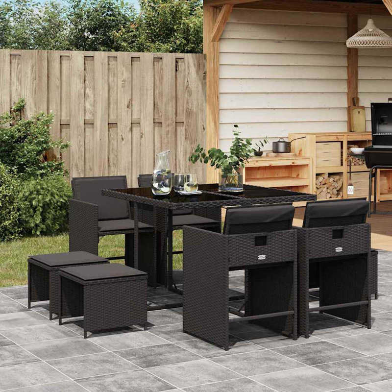 Patio Dining Set Table,, Black, Black