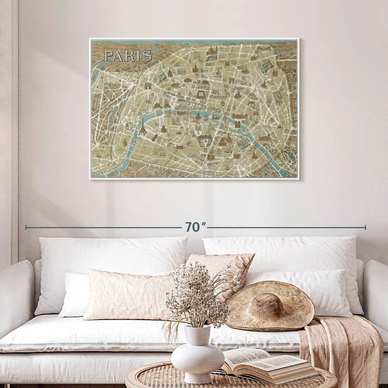 Monuments de Paris (carte bleue), Cadre flottant blanc, 43 po x 29 po