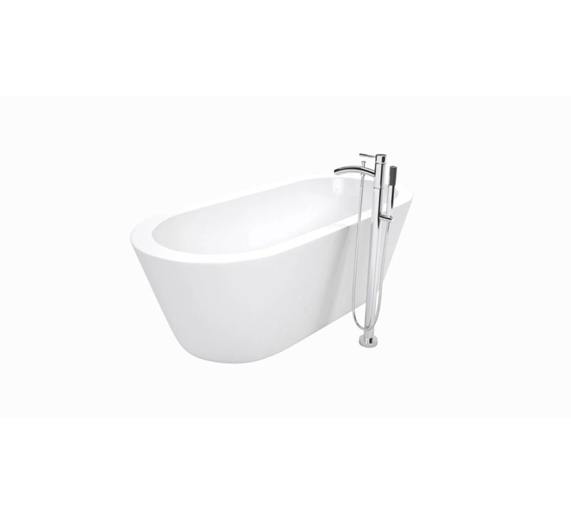 Mermaid 60'' White Acrylic Freestanding Bathtub with Matte Black Trim