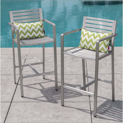 29.50" Barstools with Silver Rust-Proof Aluminum Frame, Set of 2