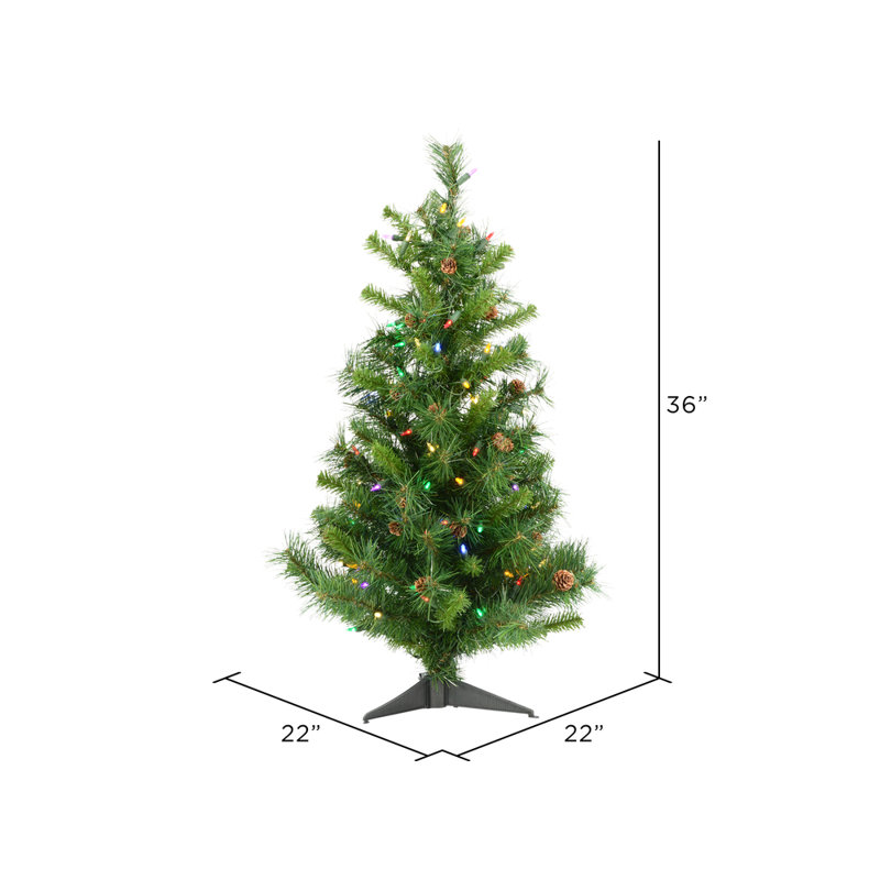 3' H Lighted Artificial Pine Christmas Tree
