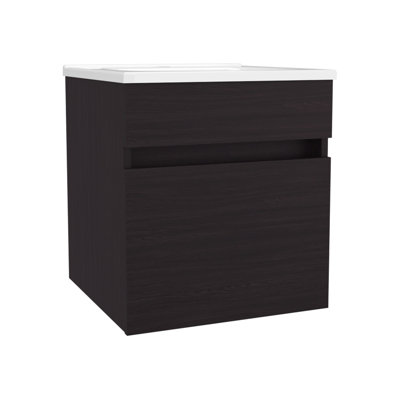 Ensemble de meuble-lavabo flottant mural, porte simple, lavabo intégré Finish Modern