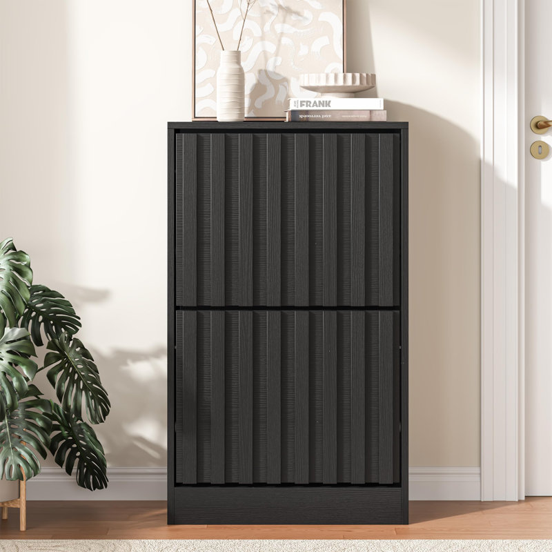 8 Pair Shoe Storage Cabinet, Black