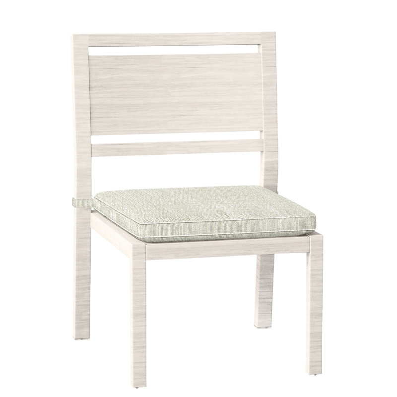 Avondale Patio Dining Side Chair with Cushions, Welt, Chalk, Rollo Cream