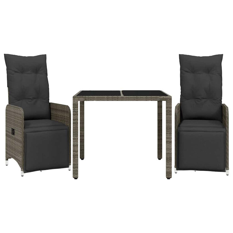Bistro Set Grey Poly Rattan Medium Removable Covers Bistro Set, 2