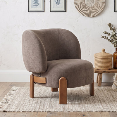 Fauteuil d'appoint sans accoudoirs à oreilles, avec rembourrage moelleux, soutien lombaire ergonomique et pieds en bois massif pour le salon
