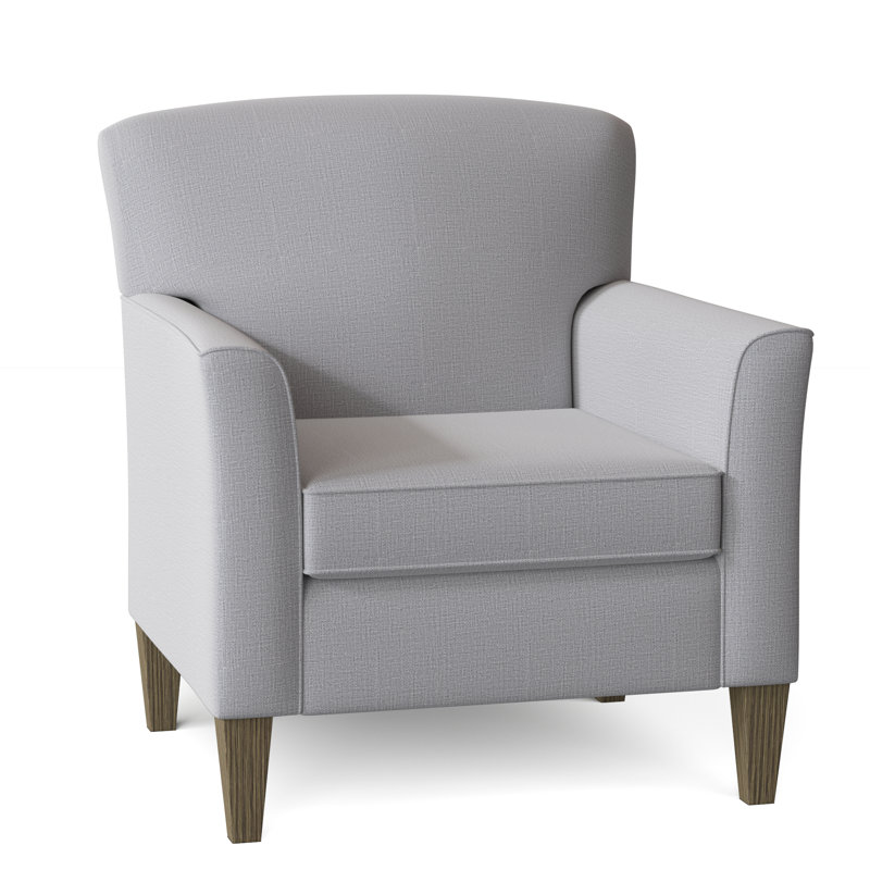 Fauteuil de 33 po de large Shirleyann, Tissu performance gris colombe, Noyer foncé
