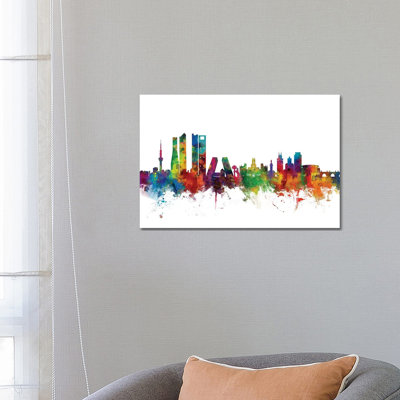 Madrid, Spain Skyline by Michael Tompsett - 1 Piece Wrapped Canvas Wall Art