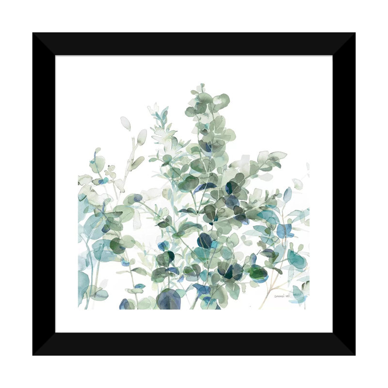 Eucalyptus I cool par Danhui nai, reproduction d’art, H 24 po x l 24 po x P 1 po, Papier encadré noir, Blanc