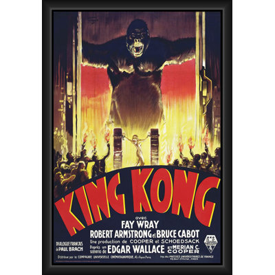 BUY ART FOR LESS Officially Licensed King Kong - Gates (Fire) Movie - Framed Art Poster - 24 x 36 Inch - Sturdy Engineered Wood Frame with Plexi Glass - Ready to Hang