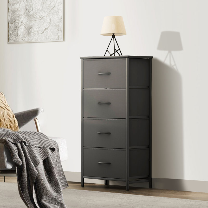 Commode à 4 tiroirs l 17,5 po Aadrith, Noir