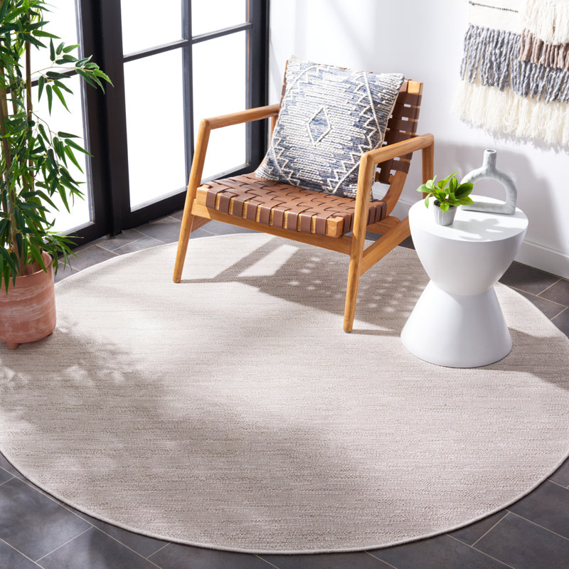 Ledah 200 Performance Solid Color Indoor/Outdoor Area Rug, Round 6'7"