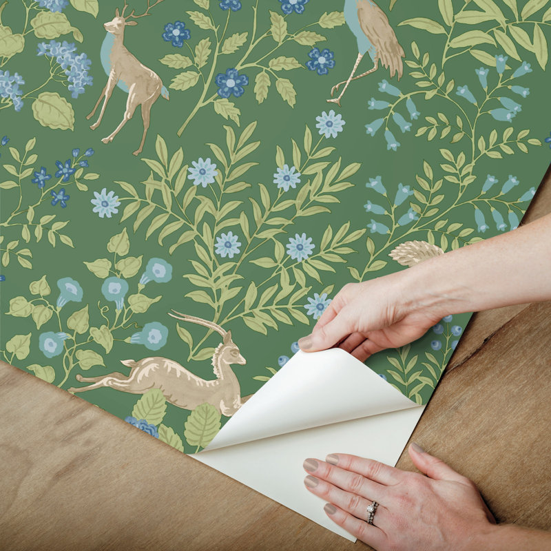 Papier peint floral Woodland, Vert