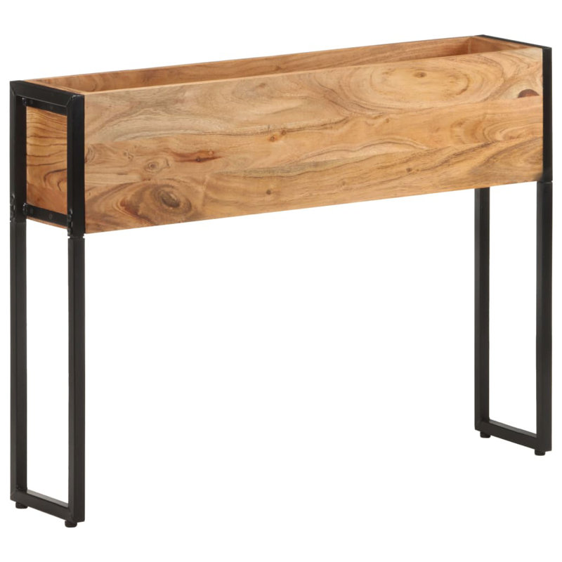 Jardinière en bois d'acacia massif, Chêne, H 26,77 po x l 35,43 po x P 7,87 po
