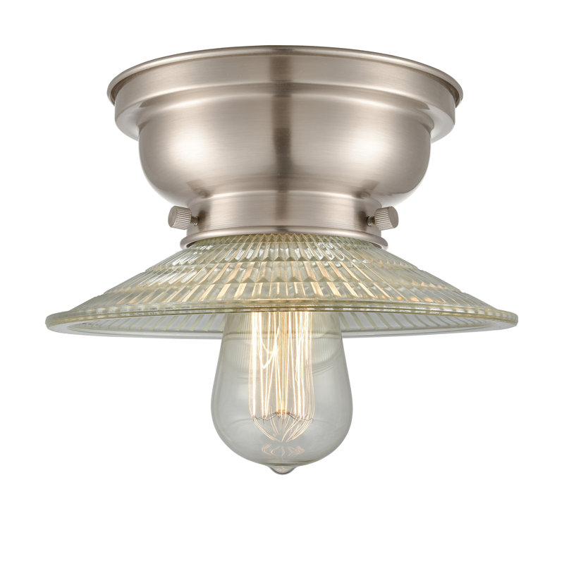 Miramontes Glass Flush Mount, Clear Halophane, No Bulb Included, Brushed Satin Nickel