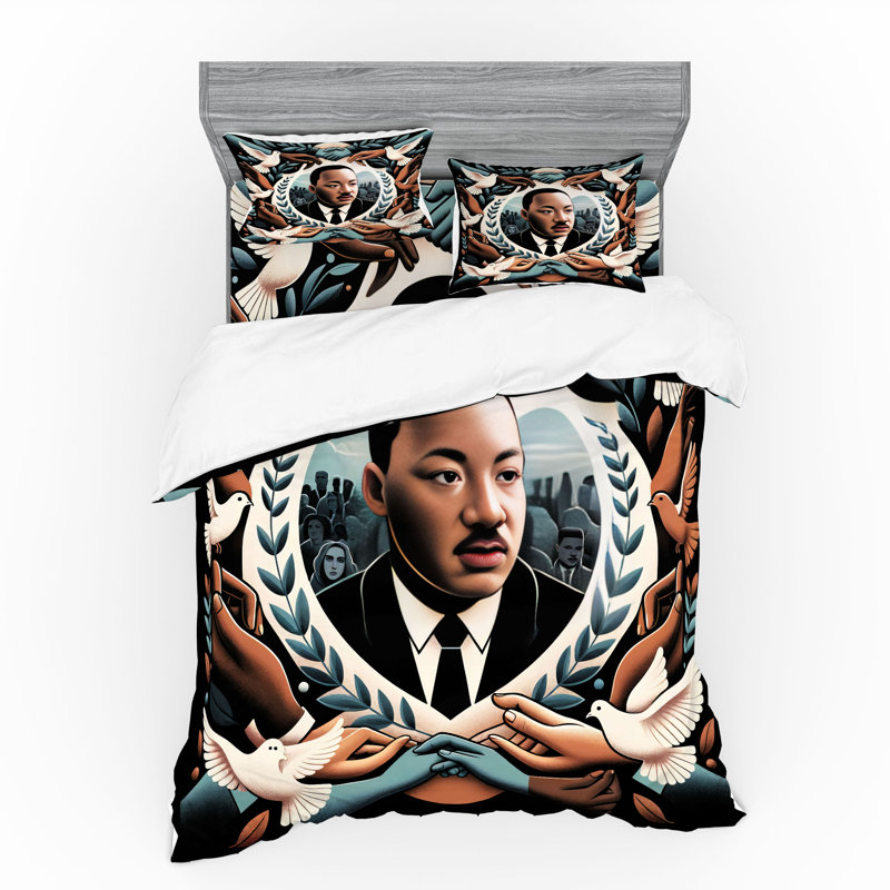 Ensemble de literie Ambesonne Martin Luther King Jr Day et bleu gris et caramel pâle