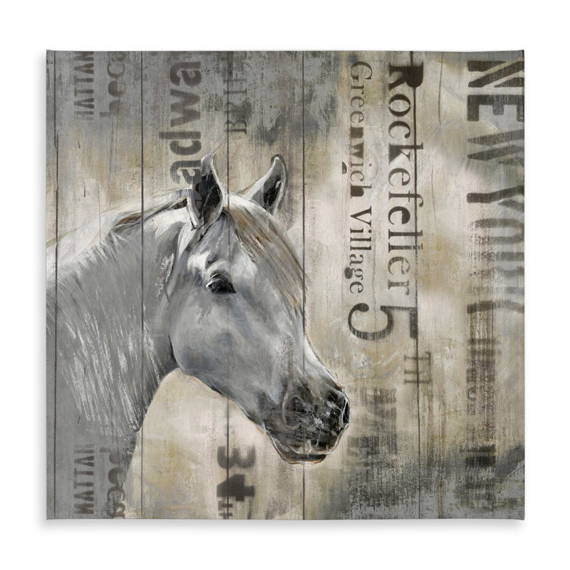 Rustic White Horse Tablecloth - Western Bedroom Decor