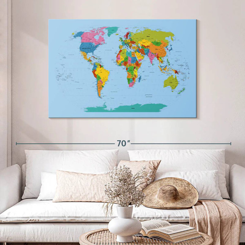 Aliaz World Map Bright, 32" H x 48" W