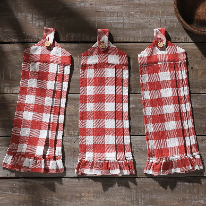Serviette de cuisine à carreaux Annie Buffalo, Rouge / blanc