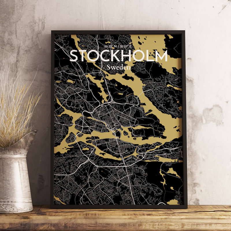 Stockholm City Map - No Frame Print, 70cm H x 50cm W x 0.13cm D