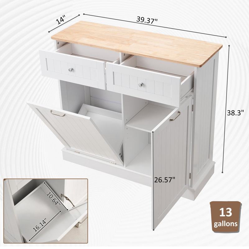 Poubelle ouverte 20 gallons, Blanc