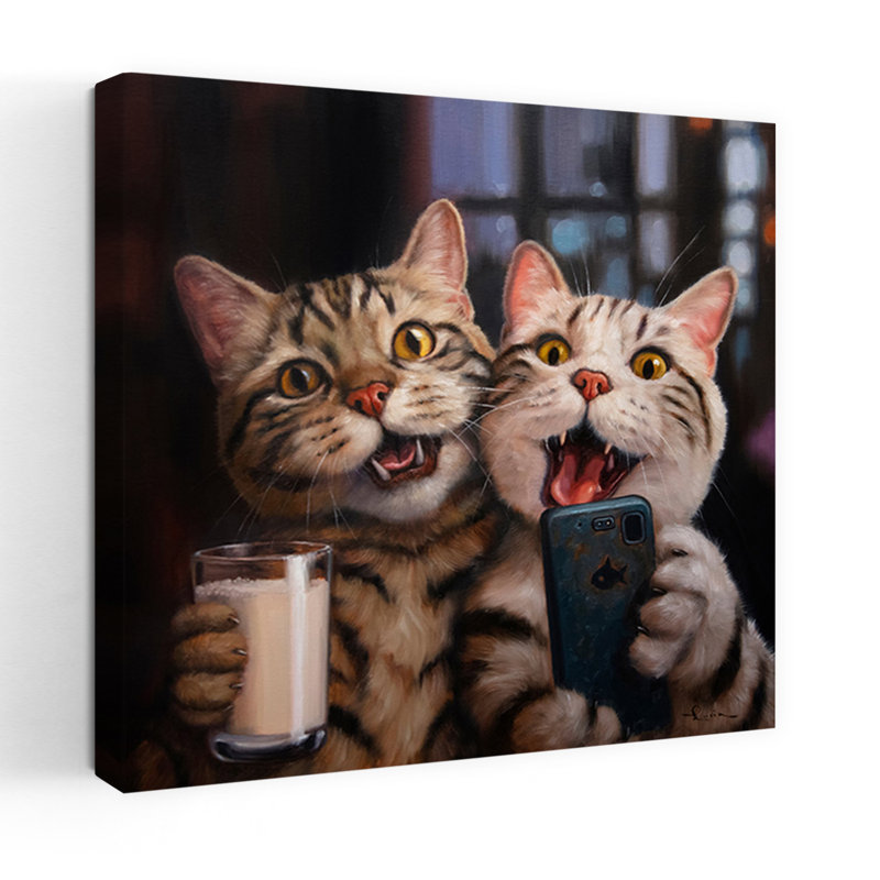 Happy Hour, art urbain contemporain avec chat, H 18 po x l 18 po