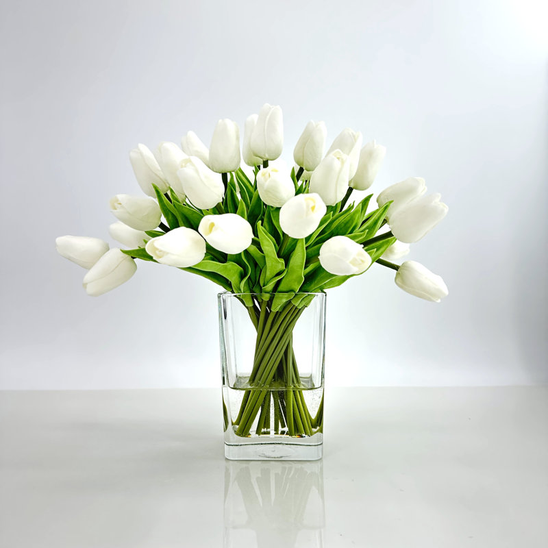 Arrangement de vases hauts 30 tiges ivoire