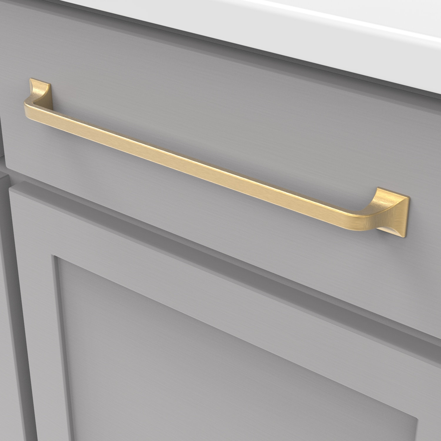 Forge Farmhouse Cabinet Pull, 12", Brushed Golden Brass, 5