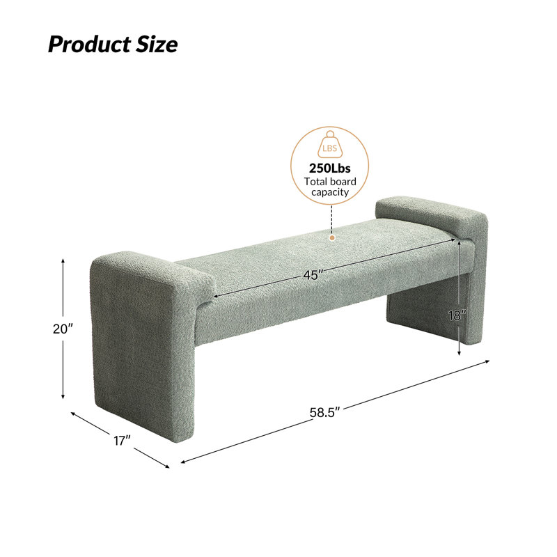Banc d'appoint rembourré Arlesia, Sage