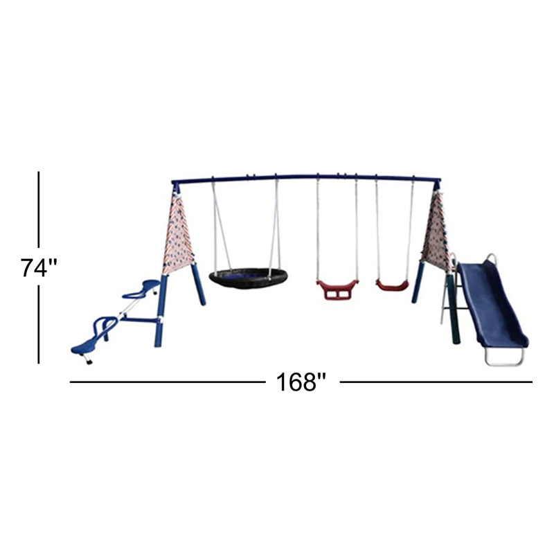 XDP Recreation Freedom Fun Play Swing Set W/See Saw, Super Disc, Swings, & Slide