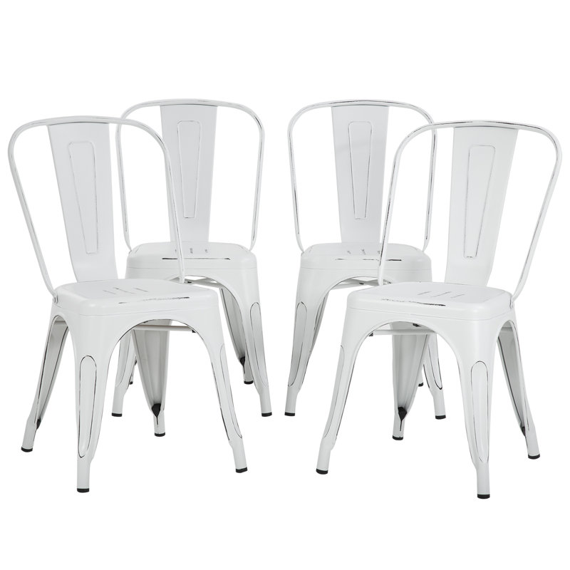Ensemble de 4 chaises de salle à manger empilables Perdomo , Blanc