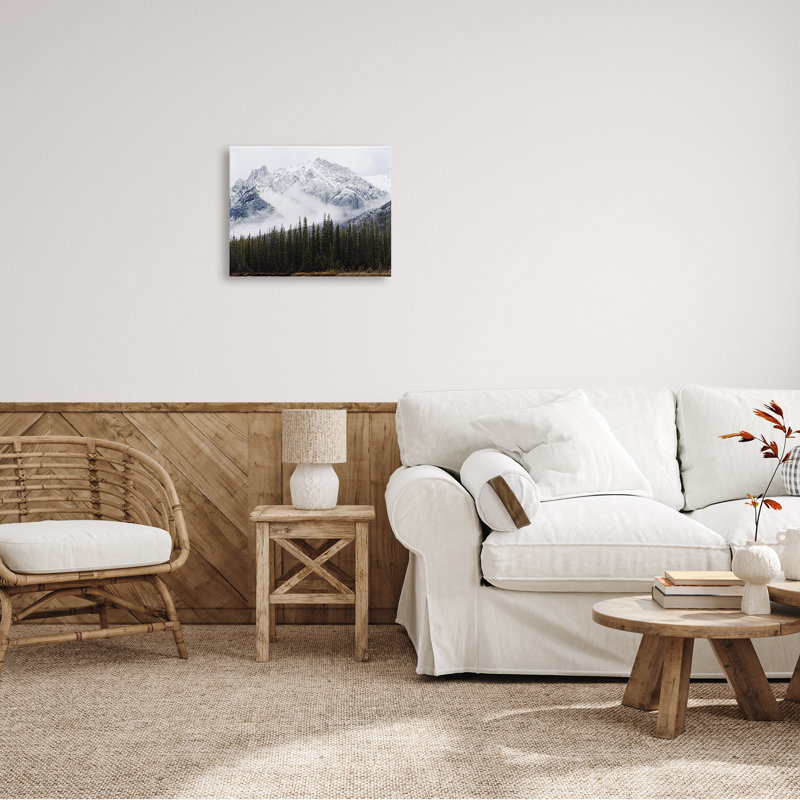 Snowy Mountain Top Tall Fir Trees, Plaque de bois, H 16 po x l 20 po