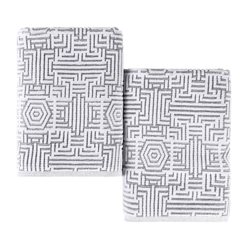 Drap de bain en coton jacquard Indrit, Gris anthracite