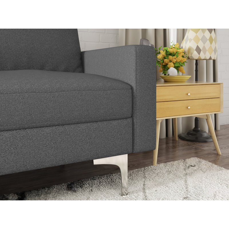 Canapé à accoudoirs carrés 70 po Georgeanna, 100% polyester beige, H 33 po x l 58 po x P 30 po