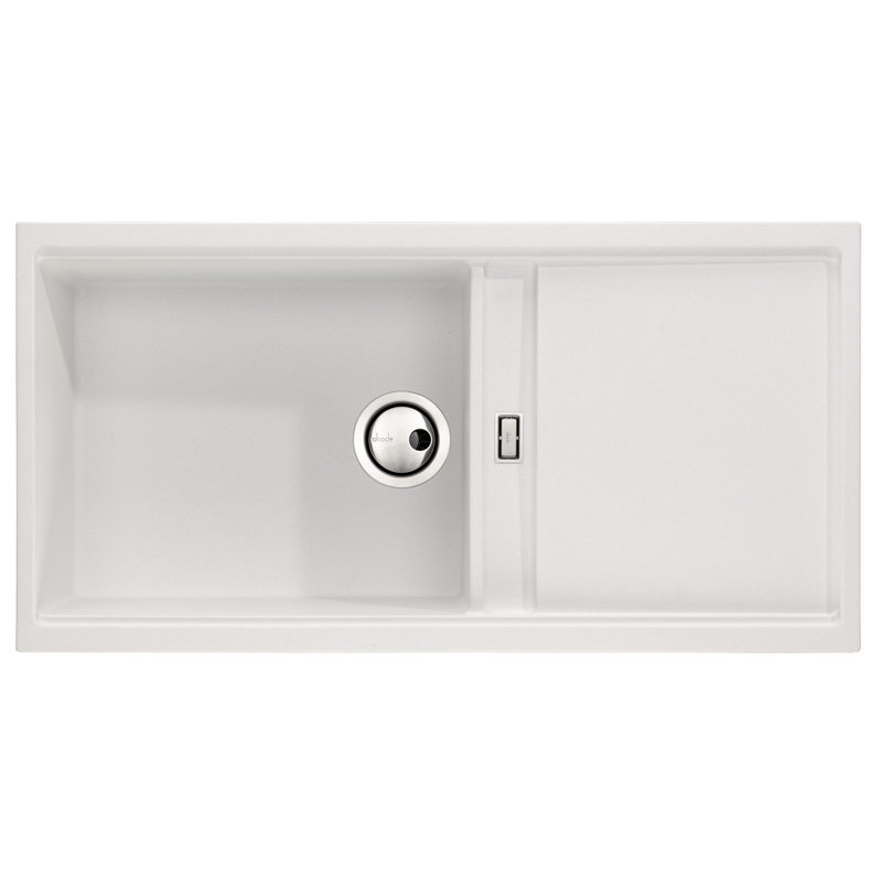 Abode Designs Synchronist 46mm W Single Bowl Composite Kitchen Sink, Matte White