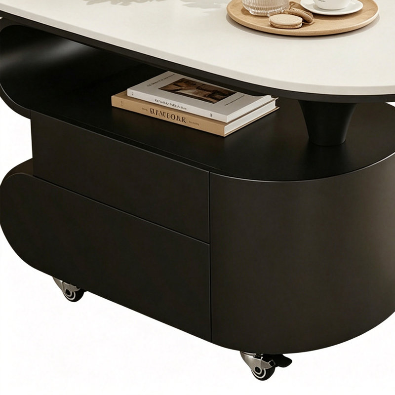 Table basse Italian Luxury Creative, H 19,68 po x l 35,43 po x P 17,71 po, Blanc/Noir