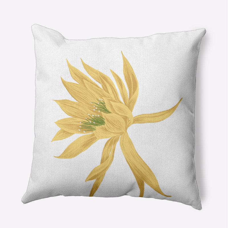 Cuban Flare Floral Outdoor Reversible Throw Pillow, Yellow, 18" x 18"