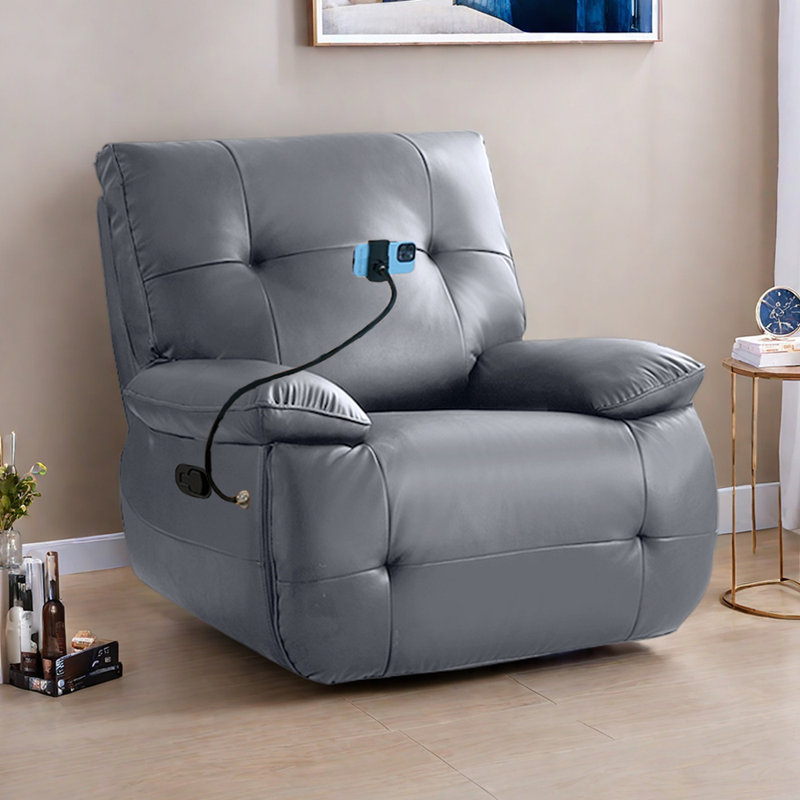 Fauteuil inclinable moderne en similicuir, Gris