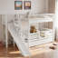Lit superposé avec escalier de rangement, glissade et 2 tiroirs-120784102